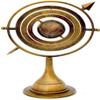 Antique Brass Armillary Sphere with Sundial Arrow, 11 inches, Nautical Maritime Astrolabe Engraved Globe, Astronomical Orb Sculpture view 2