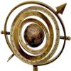 Antique Brass Armillary Sphere with Sundial Arrow, 11 inches, Nautical Maritime Astrolabe Engraved Globe, Astronomical Orb Sculpture view 3