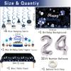 Miidenks 24th Birthday Decorations Set for Men, Navy Blue Silver Black Party Decorations with Birthday Backdrop Banner, Tablecloth, 24 Number Balloons view 2