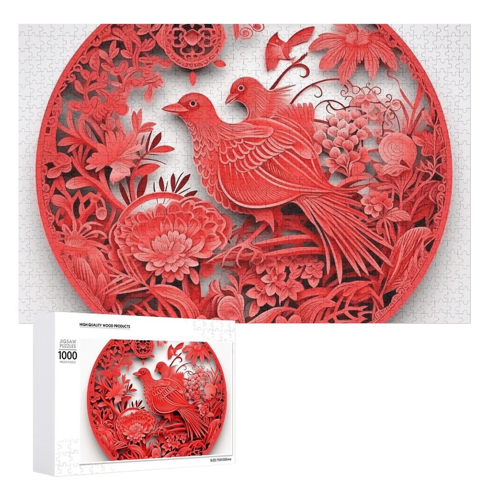 1000 PCS Jigsaw Puzzle for Adults Personalized Picture Puzzle Bird and Paper Cutout Customized Wooden Puzzle for Family, Birthday, Wedding, Game Nights Gifts, 20.4"x15"