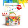 1000 pcs Straw Constructor Building Toys stem building interlocking plastic straw learning & education straw and connector toys engineering stem building games, thin tube blocks kit for kids toys view 4