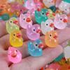 100pcs Mini Resin Duck,15 mm Dollhouse Dcor Glow in The Dark for Aquarium Decor Micro Fairy Garden Landscape Hide,Seek Party Toys,Easter Basket Stuffer, Gift for All Ages (Rose Red) view 4