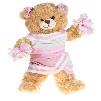Plush Gear Pink & White Cheer Uniform for Stuffed Animal - Fit Most 14"-18" Soft Toys, Cheerleader Dress-up Teddy Bear, Gift for Kids, Girls, Birthday, Loved One!