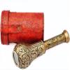 Generic Handmade Royal Pirates Handicraft Dollond London Antique Handheld Telescope with Leather Case Marine Nautical Spyglass Outdoor Activities Home Deco, 6inches, Golden &Brown view 1