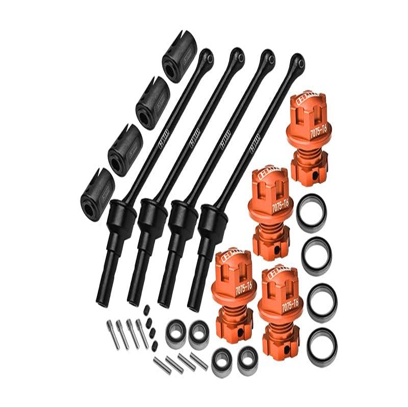 4140 Carbon Steel Front & Rear CVD Shaft (88mm) with 7075 Alloy Wheel Lock & Hex Claw for Traxxas 1:8 4WD Maxx Slash 6S-102076-4/1:10 4WD Maxx-89076-4 Monster Truck Upgrades - Orange