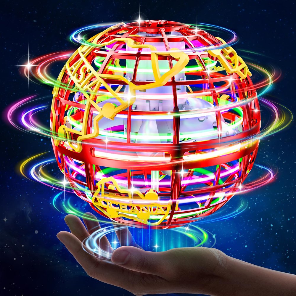 RIEYON Flying orb Ball 2025 Hover Boomerang Ball 6 Lighting Effects Cool Toys Gift for 678910+ Year Kids Teen Adults Indoor Outdoor Flying Ball Toy