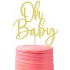 10PCS Oh Baby Cake Topper, Large Gold Glitter Birthday Cake Decoration Supplies, for Baby Shower, Gender Reveal Party, Baby Party, Birthday Party view 1