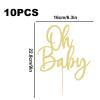 10PCS Oh Baby Cake Topper, Large Gold Glitter Birthday Cake Decoration Supplies, for Baby Shower, Gender Reveal Party, Baby Party, Birthday Party view 2