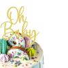 10PCS Oh Baby Cake Topper, Large Gold Glitter Birthday Cake Decoration Supplies, for Baby Shower, Gender Reveal Party, Baby Party, Birthday Party view 3