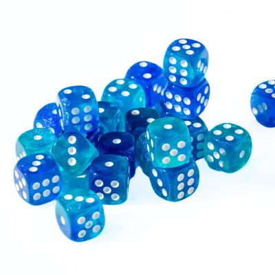 25 Count Pack of 12mm D6 Dice - Matching Collection of 6 Sided Dice with Pips (Evening Sky)