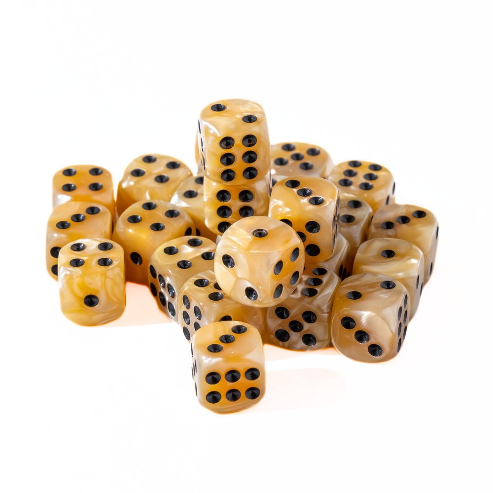 25 Count Pack of 12mm D6 Dice - Matching Collection of 6 Sided Dice with Pips (Sandstorm)