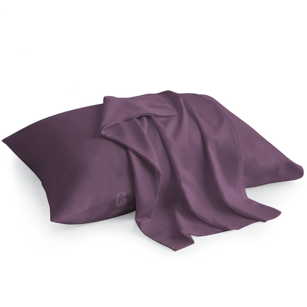 Atiksh Beddings Pack of 2 Toddler Travel Pillow Cases 100% Soft Egyptian Cotton, 600 Thread Count with Zipper Closure for Small Travel Pillowcase 12x16 inch, Plum