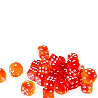 25 Count Pack of 12mm D6 Dice - Matching Collection of 6 Sided Dice with Pips (Molten Lava)
