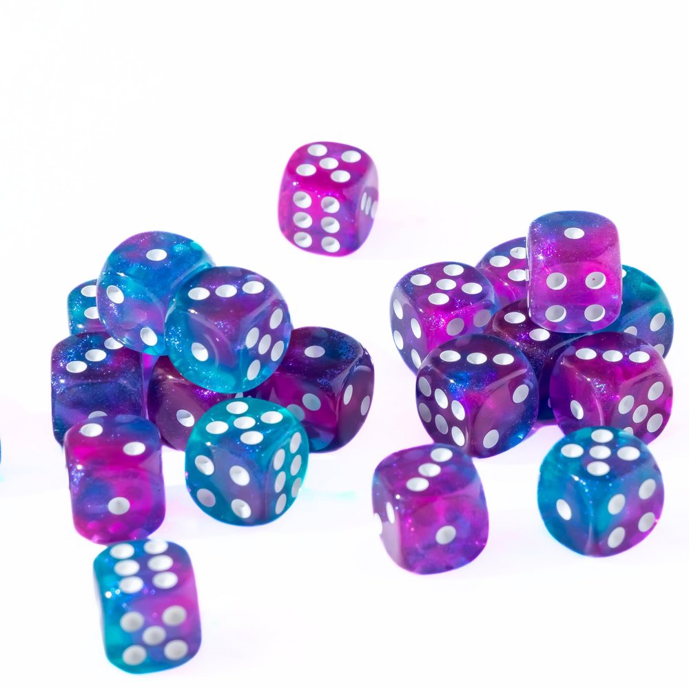 25 Count Pack of 12mm D6 Dice - Matching Collection of 6 Sided Dice with Pips (Royal Blend)