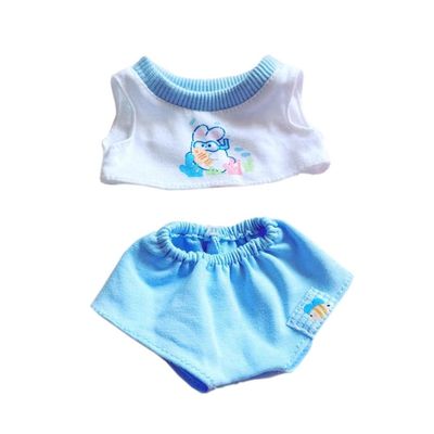 niannyyhouse 10cm~15cm Plush Doll Clothes Short Vest T-Shirt Pants Soft Stuffed Plush Toy Dress Up Gift (Blue)