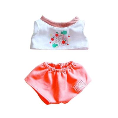 niannyyhouse 10cm~15cm Plush Doll Clothes Short Vest T-Shirt Pants Soft Stuffed Plush Toy Dress Up Gift (Pink)