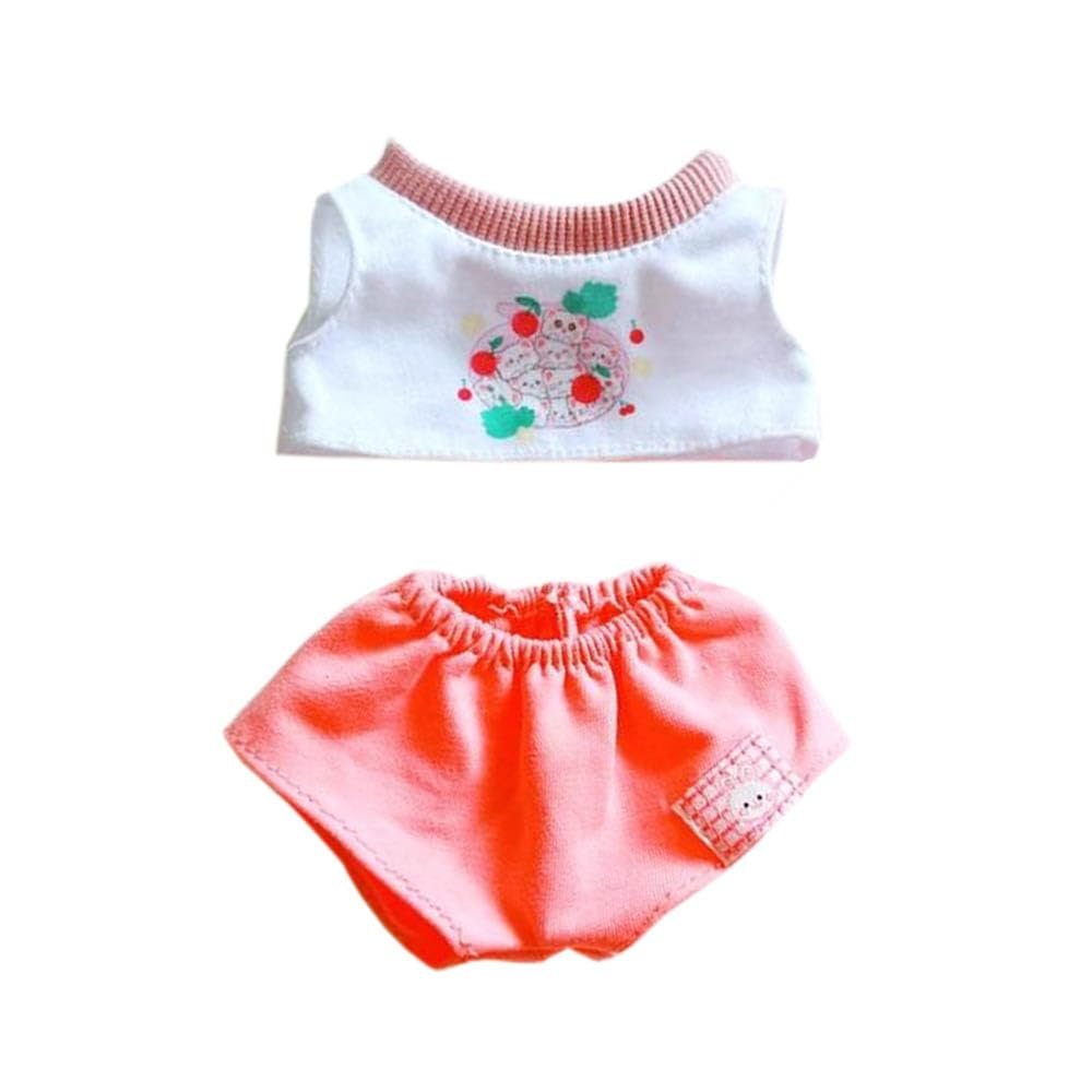 niannyyhouse 10cm~15cm Plush Doll Clothes Short Vest T-Shirt Pants Soft Stuffed Plush Toy Dress Up Gift (Pink)