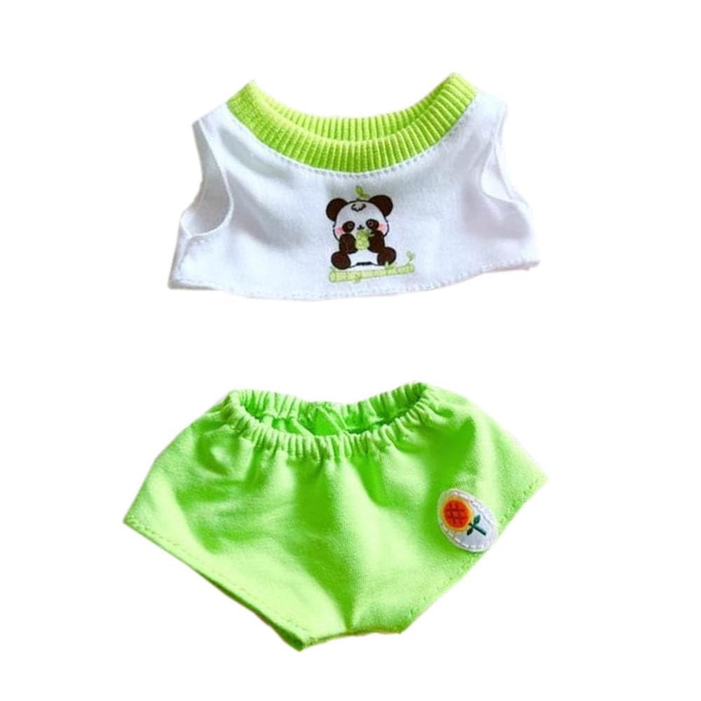 niannyyhouse 10cm~15cm Plush Doll Clothes Short Vest T-Shirt Pants Soft Stuffed Plush Toy Dress Up Gift (Green)