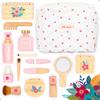 UMU Wooden Pretend Makeup Kit for Toddlers  Realistic Toy Beauty Set for Girls with Lipstick, Mirror, Perfume, Powder & Cosmetic Bag  Play Makeup for Kids Ages 3 4 5 6 view 1