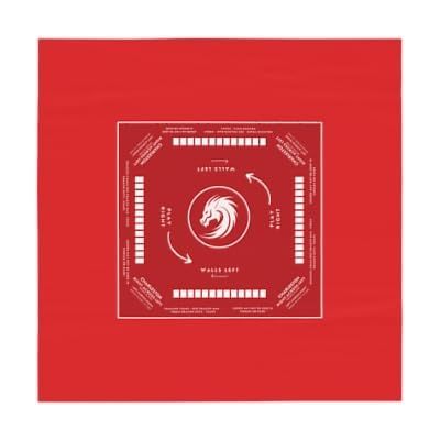 Mahjong with Instructions - Mahjong Tablecloth Size 55 x 55, Mahjong with Rules, Solid Color Variations (Red New)