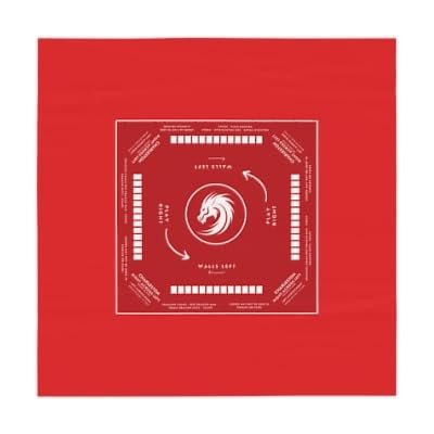 Mahjong with Instructions - Mahjong Tablecloth Size 55 x 55, Mahjong with Rules, Solid Color Variations (Red New)
