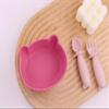 teensy peepsy Bear Silicone Baby Bowl Suction Baby Spoon and Fork for Babies 6 months+ Suction Bowls for Baby Utensils 6-12M+ BLW Essentials Must Haves (Hibiscus) view 2
