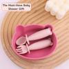 teensy peepsy Bear Silicone Baby Bowl Suction Baby Spoon and Fork for Babies 6 months+ Suction Bowls for Baby Utensils 6-12M+ BLW Essentials Must Haves (Hibiscus) view 4