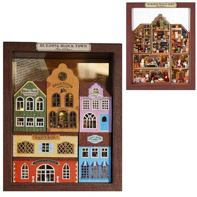 iiecreate Building Kit with Model Building Blocks DIY Dollhouse Miniature SmallAssembled Mini House Model(Building Block Town)