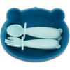 teensy peepsy Silicone Bowl Suction with Spoon and Fork for Babies 6 months+ Suction Bowls for Baby Utensils 6-12M+ BLW Baby Essentials Newborn Essentials Must Haves (Aquamarine) view 1