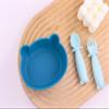 teensy peepsy Silicone Bowl Suction with Spoon and Fork for Babies 6 months+ Suction Bowls for Baby Utensils 6-12M+ BLW Baby Essentials Newborn Essentials Must Haves (Aquamarine) view 2