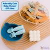 teensy peepsy Silicone Bowl Suction with Spoon and Fork for Babies 6 months+ Suction Bowls for Baby Utensils 6-12M+ BLW Baby Essentials Newborn Essentials Must Haves (Aquamarine) view 3