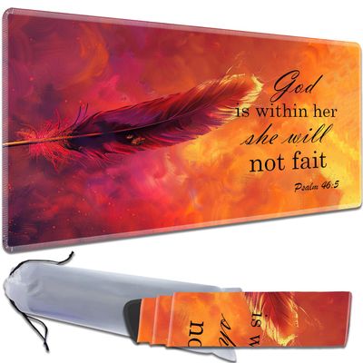HTTYYTRYT for MTG Playmat Non-Slip Rubber Play Mat with Storage Bag Combination, Ideal for Card Game Lovers TCG Play Mat, Feather Psalm46:5