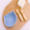 teensy peepsy Bear Silicone Baby Bowl Suction with Spoon and Fork for Babies 6 months+ Suction Bowls for Baby Utensils 6-12M+ BLW Baby Essentials Must Haves (Summer Sky) view 4