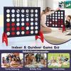 COSTWAY Giant 4-to-Score Game Set, 4-in-A-Row Game Set w/42 PCS Jumbo Rings & 600D Oxford Fabric Carrying Bag, One-Hand Release Lever, Line-up-4 Game for Kids, Adults Indoor & Outdoor Use (Blue) view 3