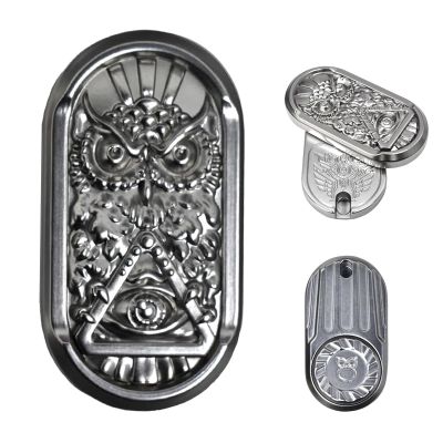 JUDIXY Fidget Slider, Metal Magnetic Fidget Toys Adults, Owl Push Card,Desk Toys Gift for Stress Relief (Silver Base)