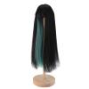 Zerodis Long Curly Doll Wig, High Temperature Fiber Doll Hair Wig Dual Color Scheme Authenticity Touch Doll Hair Toy for 7.3  8.3in Head Circumference Doll (Black Green) view 3