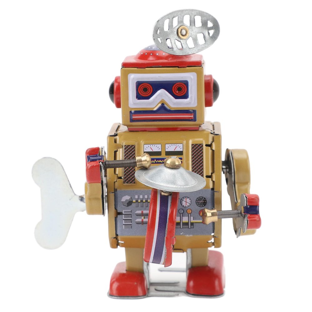 Keenso Wind Up Robot Toy, Hand Made Exquisite Retro Wind Up Robot Interesting Vintage Iron Clockwork Toy for Cafe Bar