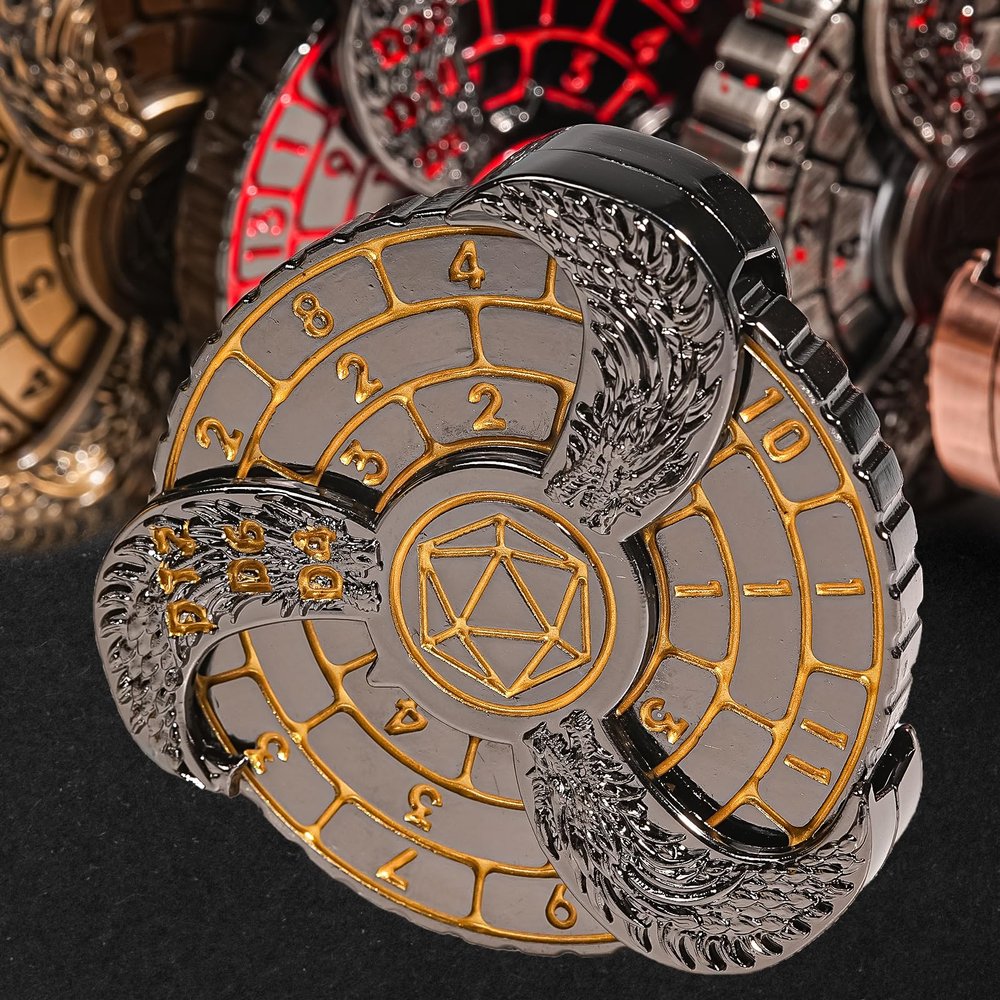 GU BEI TE DND Spinner Dice, Cool Spinning Games Fingertip Gyro, Metal DND dice Set with Gift Box for Roleplaying Games Dungeons and Dragons RPG MTG Table Game