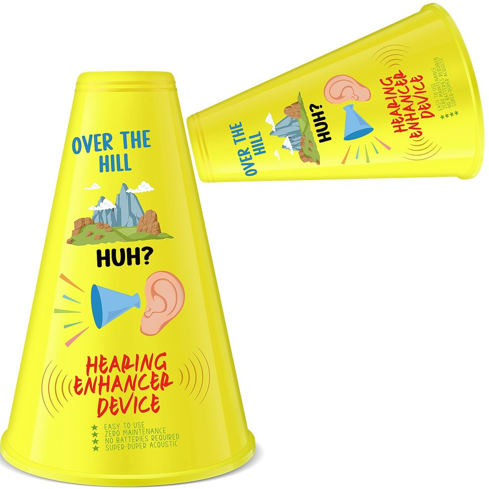 Rotatingpals Hearing Booster Over The Hill Hearing Enhancer Gag Gift Over The Hill Funny Birthday Gag Gift Prank Amplifier Ear Trumpet Party Supplies for Men and Women 40th 50th 60th
