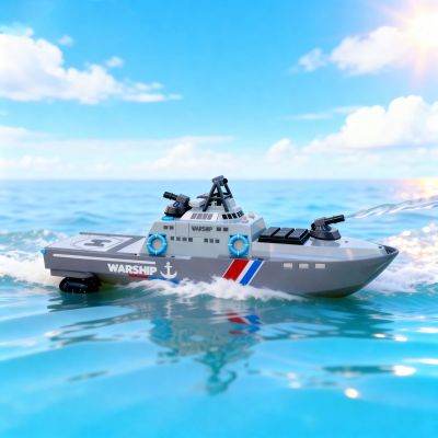 22" Inch 56CM Remote Controlled Warship Battleship Aircraft Carrier 15km/h 2.4G 8WD RC Boat Spaying Water LED Walk On Water Lakes Pools for 14Y+ Grey (2 Water-Cannons ,1 Shooting &1 No-Shooting )