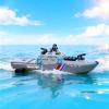 22" Inch 56CM Remote Controlled Warship Battleship Aircraft Carrier 15km/h 2.4G 8WD RC Boat Spaying Water LED Walk On Water Lakes Pools for 14Y+ Grey (2 Water-Cannons ,1 Shooting &1 No-Shooting ) view 1