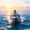 22" Inch 56CM Remote Controlled Warship Battleship Aircraft Carrier 15km/h 2.4G 8WD RC Boat Spaying Water LED Walk On Water Lakes Pools for 14Y+ Grey (2 Water-Cannons ,1 Shooting &1 No-Shooting ) view 2