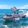 22" Inch 56CM Remote Controlled Warship Battleship Aircraft Carrier 15km/h 2.4G 8WD RC Boat Spaying Water LED Walk On Water Lakes Pools for 14Y+ Grey (2 Water-Cannons ,1 Shooting &1 No-Shooting ) view 3