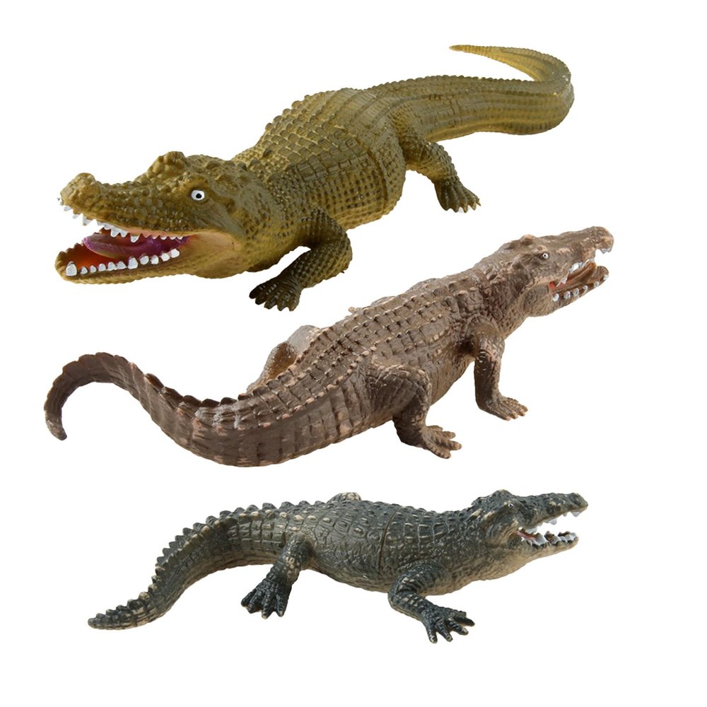 3PCS Safari Animals Figures Cute Crocodile Figurines Plastic Animal Toy for Kids