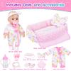 12 Inch Baby Doll Crib Playset with Dolls Clothes and Accessories Including Soft Sleep Bassinet Bed, Bottles, Nipple, Eye Mask, Slippers, Blanket, Pillow, Gift Idea for Ages 3+ view 2