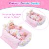 12 Inch Baby Doll Crib Playset with Dolls Clothes and Accessories Including Soft Sleep Bassinet Bed, Bottles, Nipple, Eye Mask, Slippers, Blanket, Pillow, Gift Idea for Ages 3+ view 4