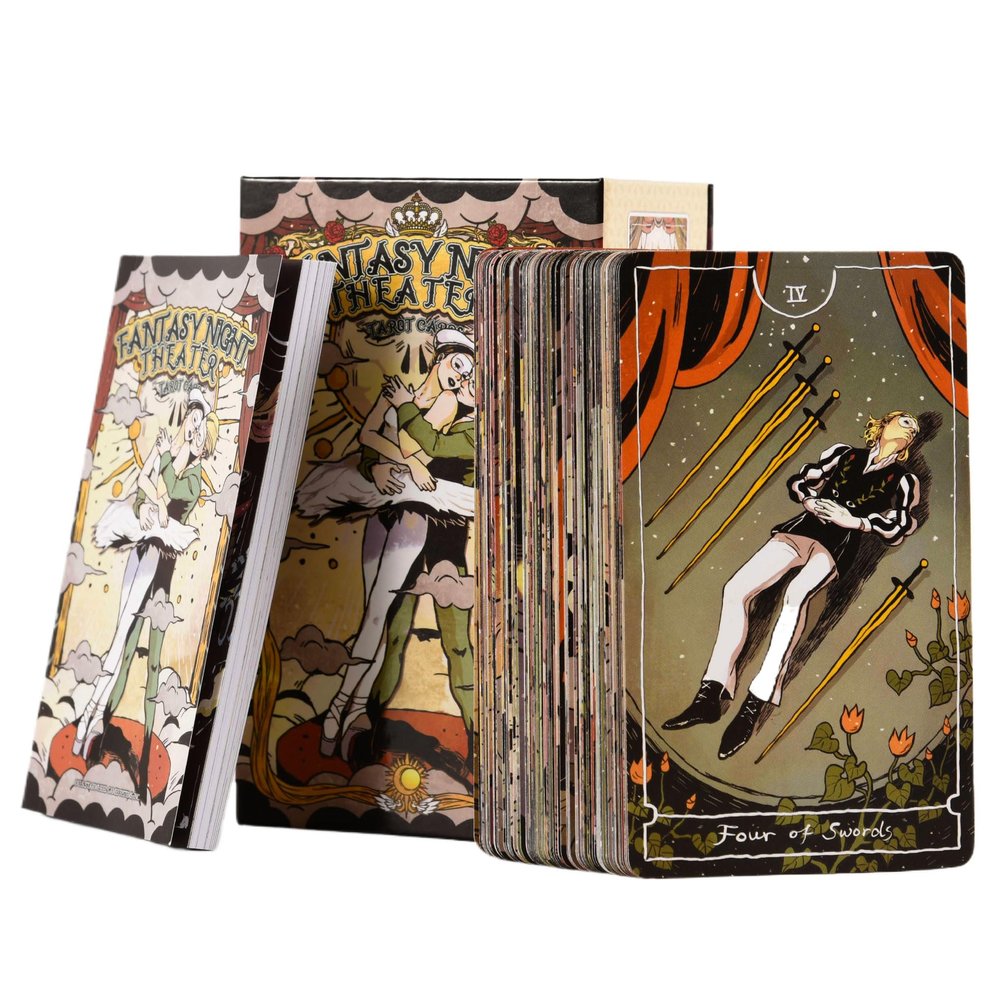 KEPNOY Fantasy Night Theatre Tarot Cards Mystical Deck with Guidebook, Ideal for Beginners & Pros Astrology Divination Fortune Telling Moon Magic Gothic Art Celestial GuidanceStandard Edition