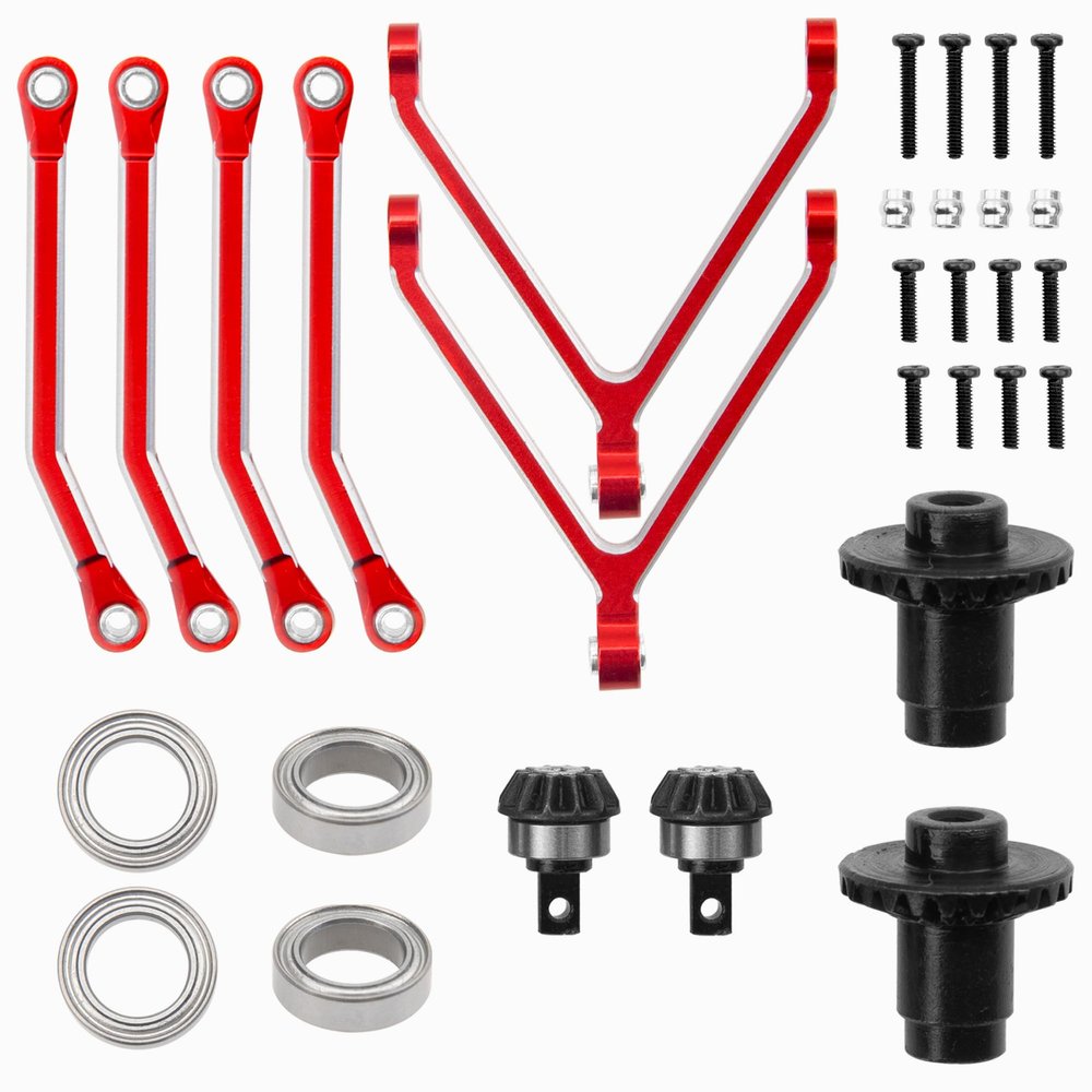 Metal High Clearance Chassis Links Rod Linkage Pull Rods & Steel FCX24 Differential Gears Front Rear Diff Gear Set