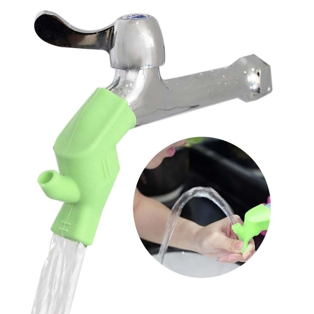 1 Pc Green Faucet Extender for Toddlers,Silicone Sink Extender Cute Faucet Cover Kids Hand Wash Helper Water Spout Extender for Bathroom Sink Kitchen Counter