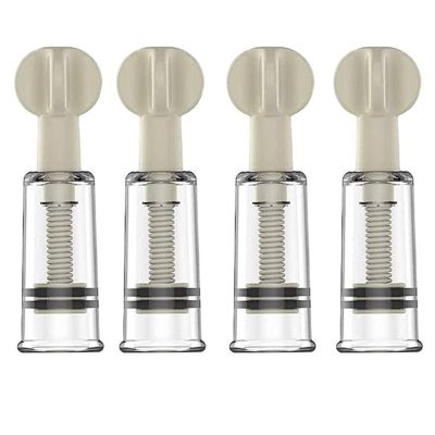 4 pcs Nipple Corrector Cups - Nipple Inverted, Flat and Shy Nipples, Vacuum Twist Suction Cupping Device White Nipple Corrector Suction Cups for Relaxation Pain Body Pregnant Woman Breastfeeding